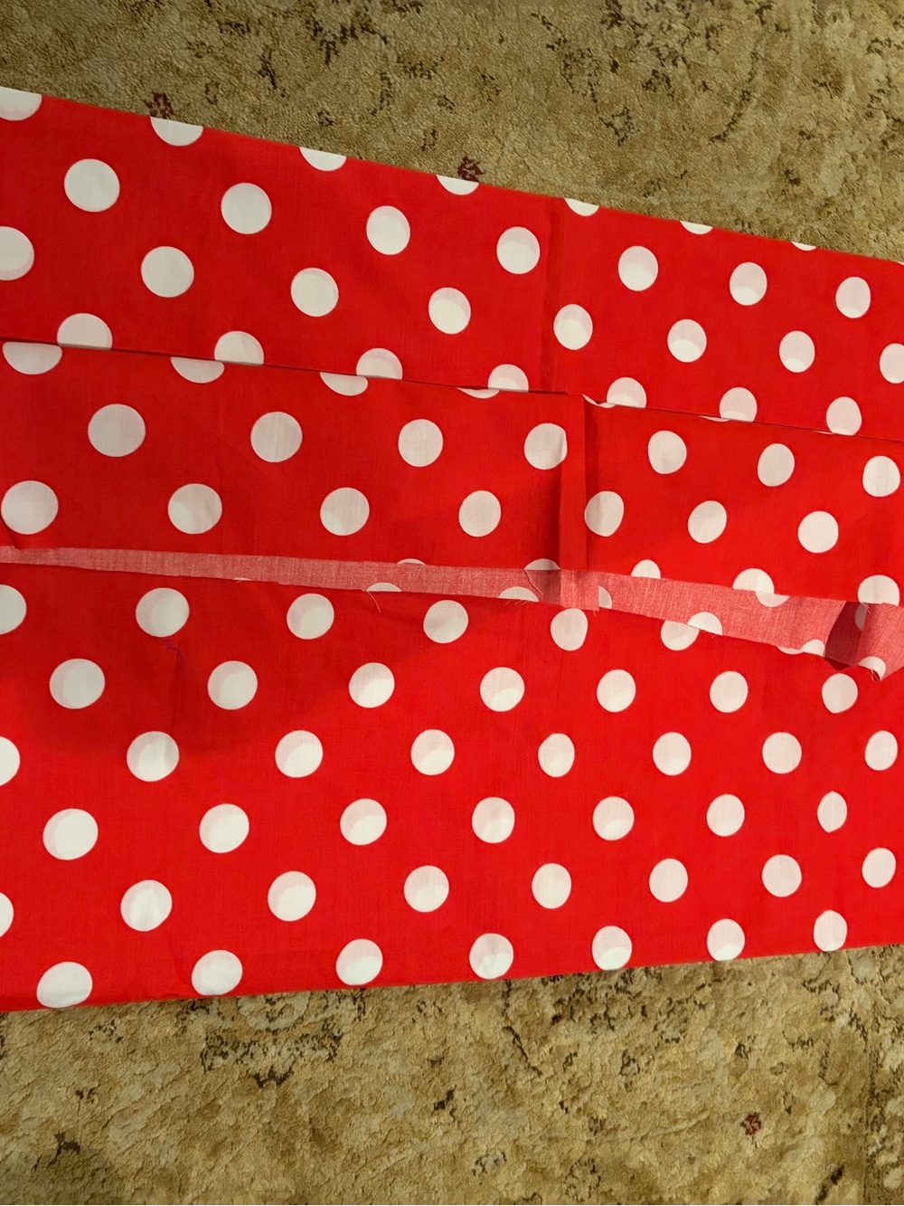 New Red Polka Dot fabric approximately 10 yards crafts quilting clothing tablecl